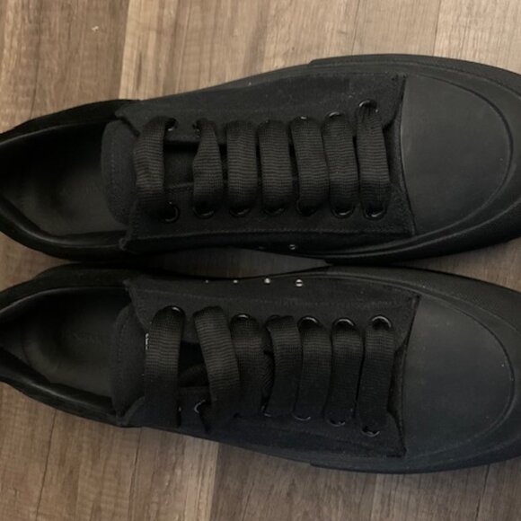 Alexander McQueen Men's Suede Canvas Plimsoll Sneakers Black - Picture 5 of 7